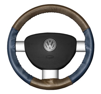 Wheelskins Steering Wheel Cover - EuroPerf, Perforated All Around (Oak Top / Sea Blue Sides)