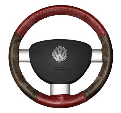 Wheelskins Steering Wheel Cover - EuroPerf, Perforated All Around (Red Top / Brown Sides)