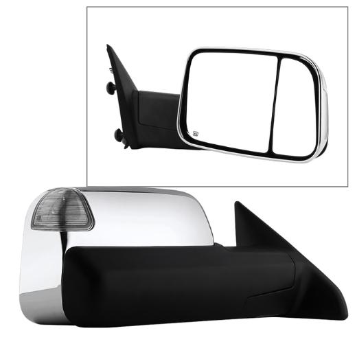 Xtune Manual Extendable - POWER Heated Adjust Mirror with LED Signal Chrome Housing - RIGHT