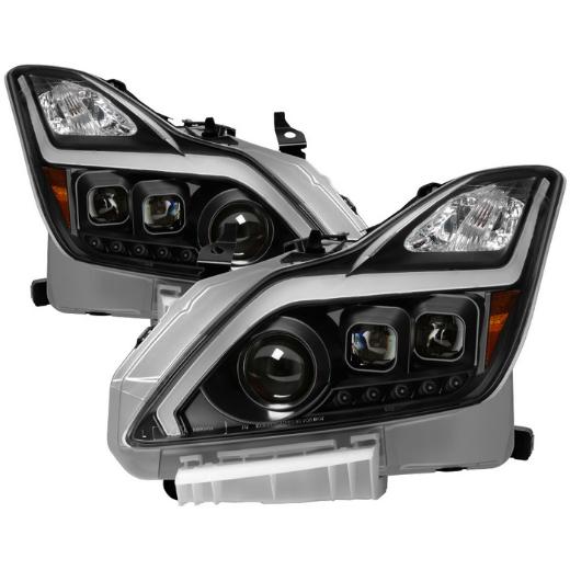 Xtune DRL Light Bar Projector Headlights with Sequential Turn Signal - Black